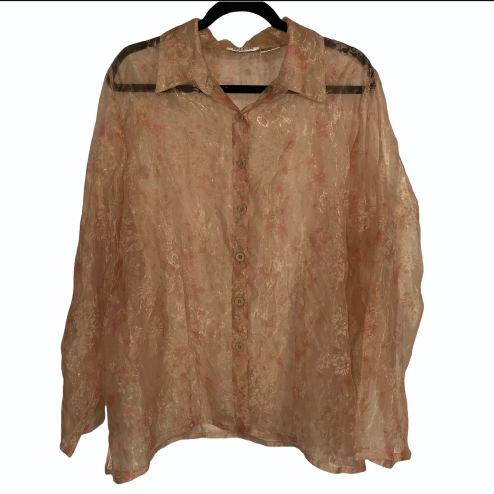Semi sheer floral blouse 2X